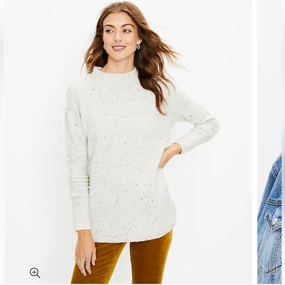 LOFT Flocked Mock Neck Sweater Size Small - Picture 1 of 7